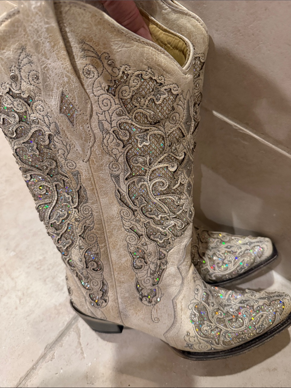 Corral Ivory Western Cowboy Boots with Embellished Upper - Picture 5 of 16